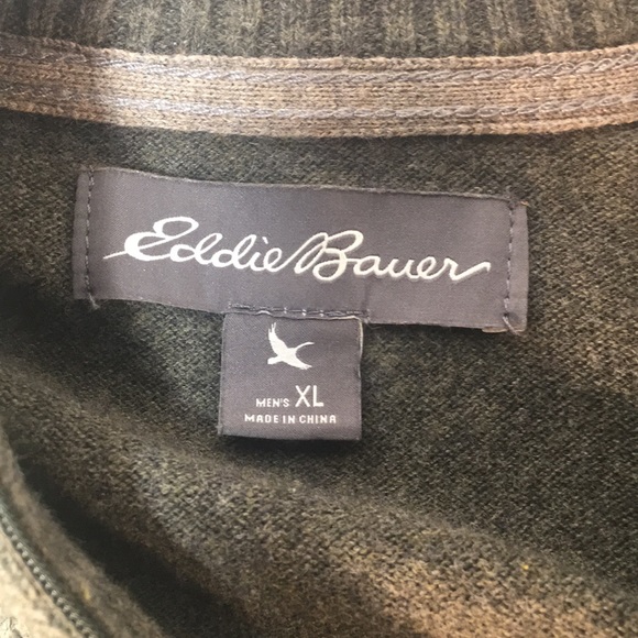 Eddie Bauer 1/4 Zip Sweater Sz XL Olive Green See Photos for Measurements - Picture 2 of 10